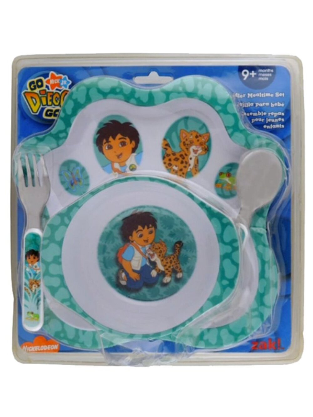 Go Diego Go Dinnerware 4 Pieces Set Plate Bowl Fork Spoon NEW